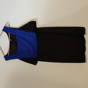 MBN Sleeveless Boatneck Black Dress With Blue Panel Size 0X